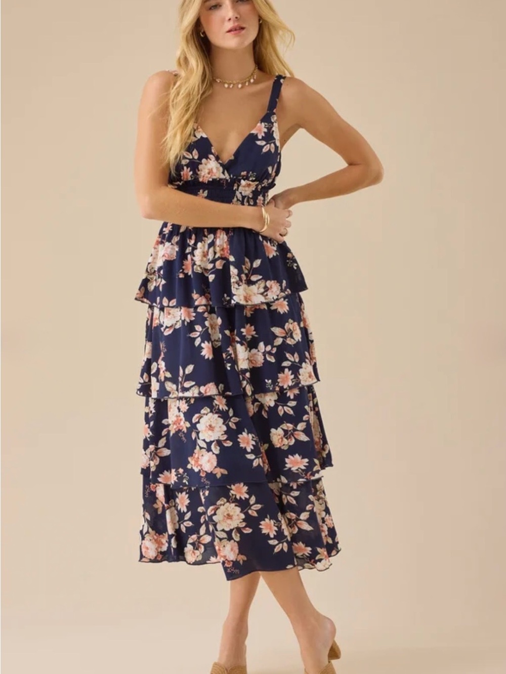 Altar'd State Londonly Floral Tiered Maxi Dress